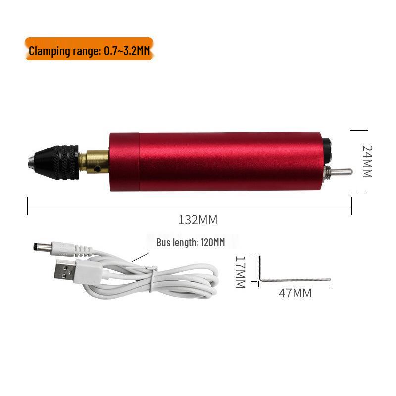 Red Electric USB Mini Hand Drill & Engraving Pen