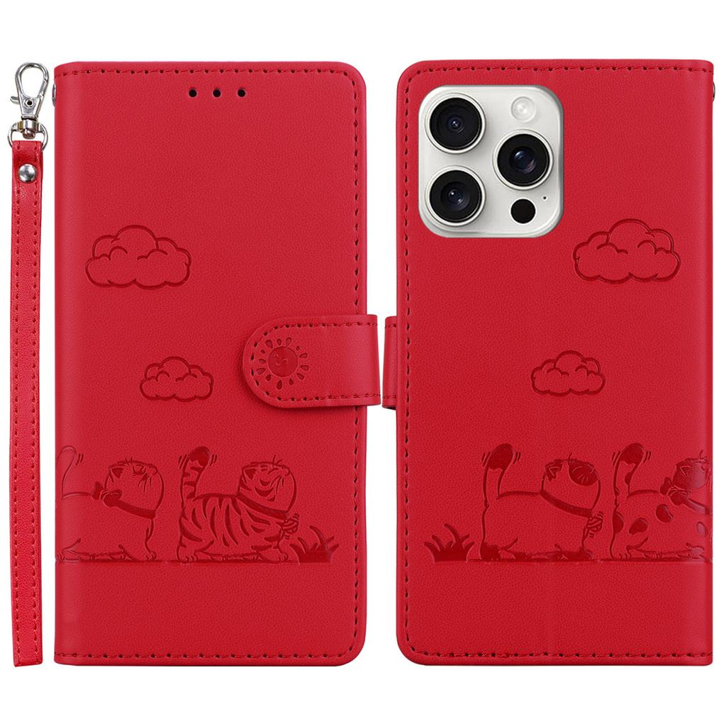 For iPhone 16 Pro Max Case RFID Blocking Kitten Pattern TPU+PU Leather Phone Cover