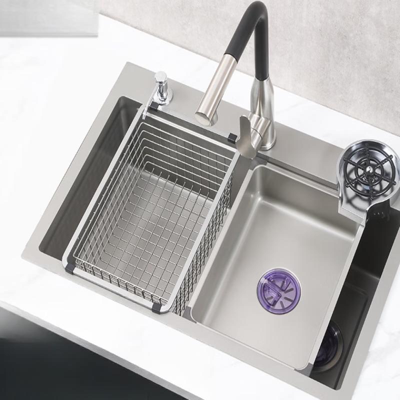 TLXT Stainless Steel Extendable Over-Sink Drainer Basket