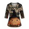 Women's V Neck Costume Top with Pockets Side Slits 3/4 Sleeves Halloween Print for Party