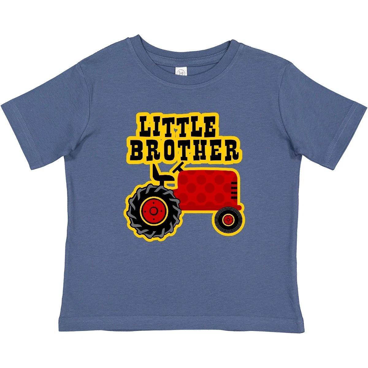 Inktastic Red Tractor Little Brother Baby T-Shirt Farm Cute Polka Dot Gifts For 120