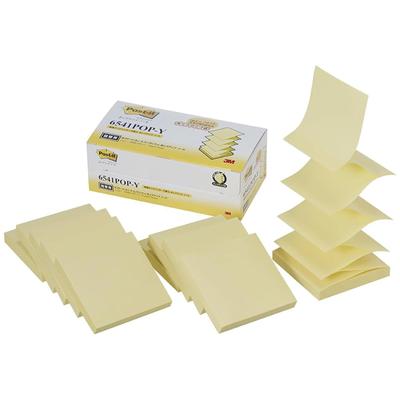3M Large 75 X 100 Sheets X 10 Certified Green Purchasing Law Post-it Pop-up Notes, Yellow, 75mm, Pads, 6541POP-Y, Eco-Mark Product, Compliant.