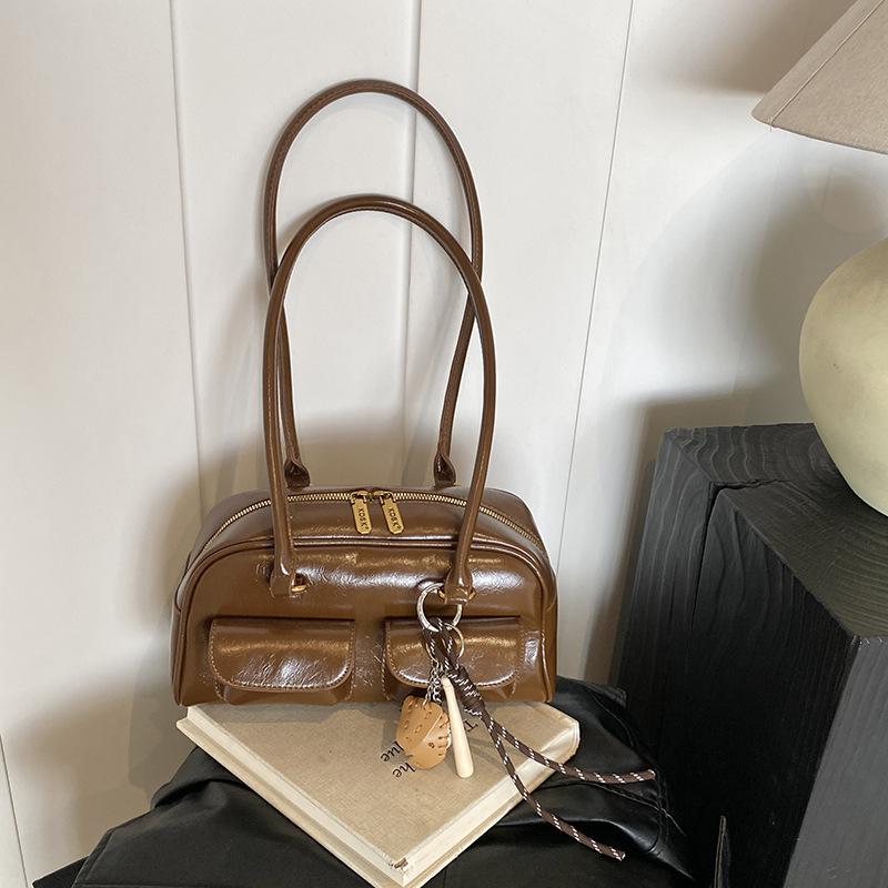 

Сумка подмышкой в стиле ретро, высококачественная сумка-тоут на одно плечо, большая вместительная сумка для поездок на работу коричневый