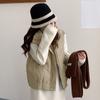 Loose Cotton Sleeveless Vest with Side Zipper for Women, Korean Style Solid Color Coat for Autumn and Winter