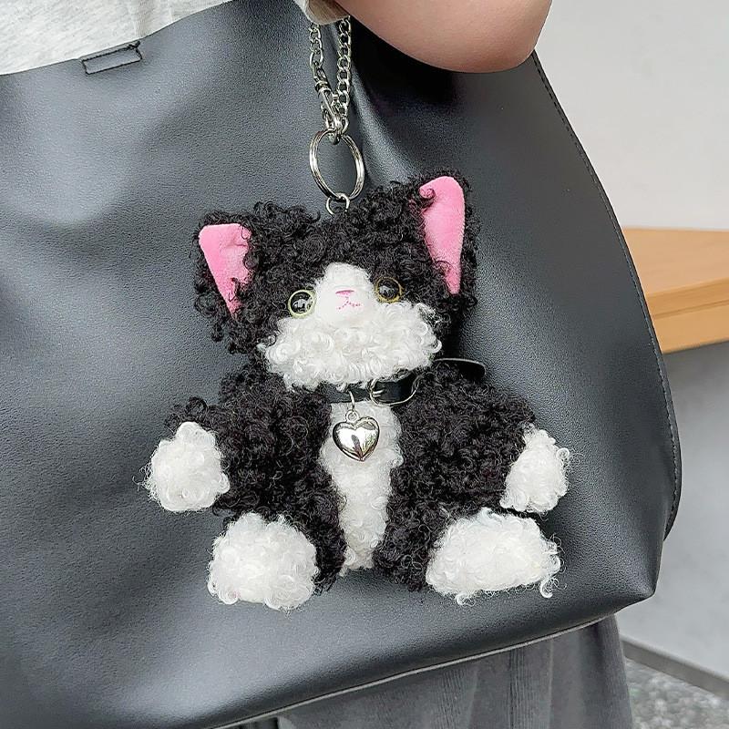 Plush Fun Devon Rex Cat Keychain Whimsical Bag Charm Accessory For Cat Lovers