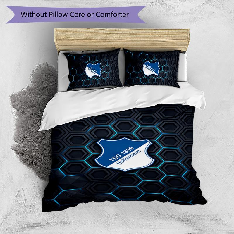 Set Lenzuola 3 Pezzi Stampato TSG Hoffenheim FC Copripiumino Traspirante con Federe Biancheria da Letto Decorativa per Camera da Letto Casa