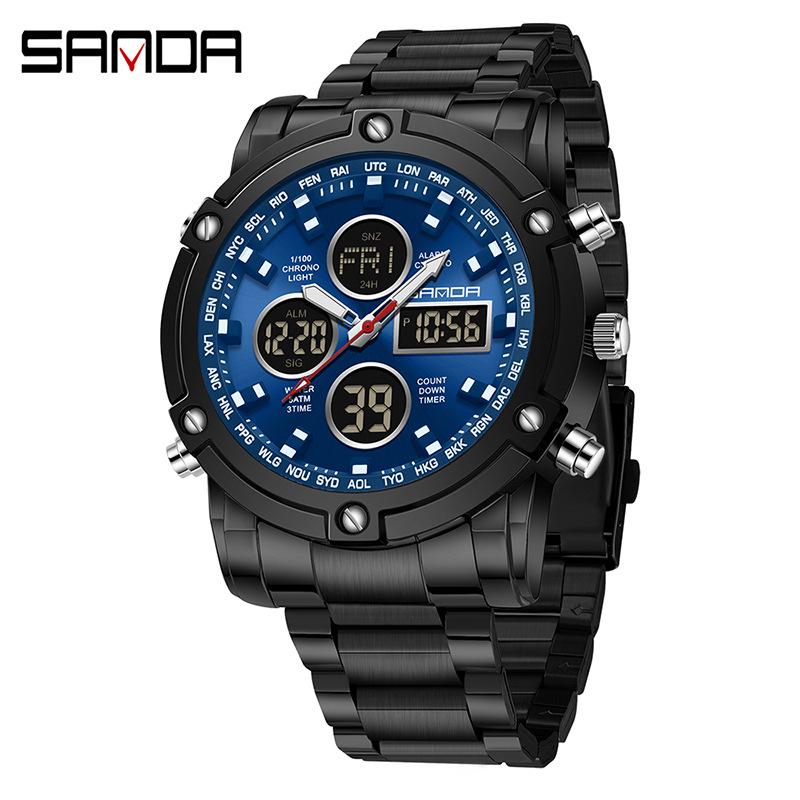 

Sanda Men s Multifunctional Business Waterproof Watch with Steel Band