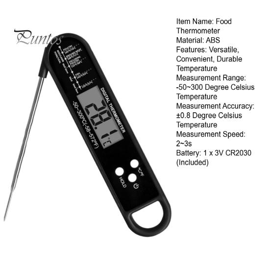 Lebensmittelthermometer, leicht ablesbares digitales Fleischthermometer, wasserdicht, faltbar, Kochthermometer für die Küche zu Hause