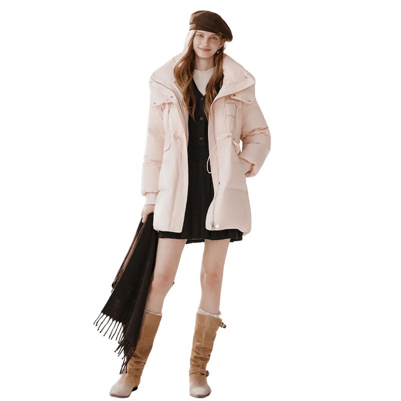 Xiangying Women s Hooded Mid-Length Down Jacket S