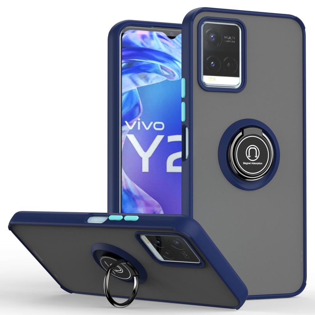 Magnetic Ring Holder TPU Bumper Shockproof Case For VIVO Y21 Y21S Y33S Y20 V21 V21E Y17 Y15 Y12 Y11 Matte Hard PC Back Cover