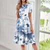 Women's Fashion Short Sleeve Vintage Printed Dress Cosplay Party Evening Dress