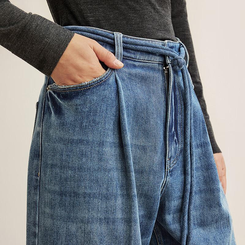 LESS 2025 Winter Relaxed Wide-Leg Denim Trousers