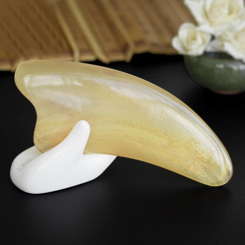 2pcs Nature Sheep Horn Gouache Scraper Acupucnture Therapy Thicker Larger Scrapers Face Massager Back Body Guasha Massage Tool