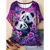 Modisches Damen Rundhals Kurzarm 3D Tier Farbdruck Tier Kurzarm Rundhals T-Shirt