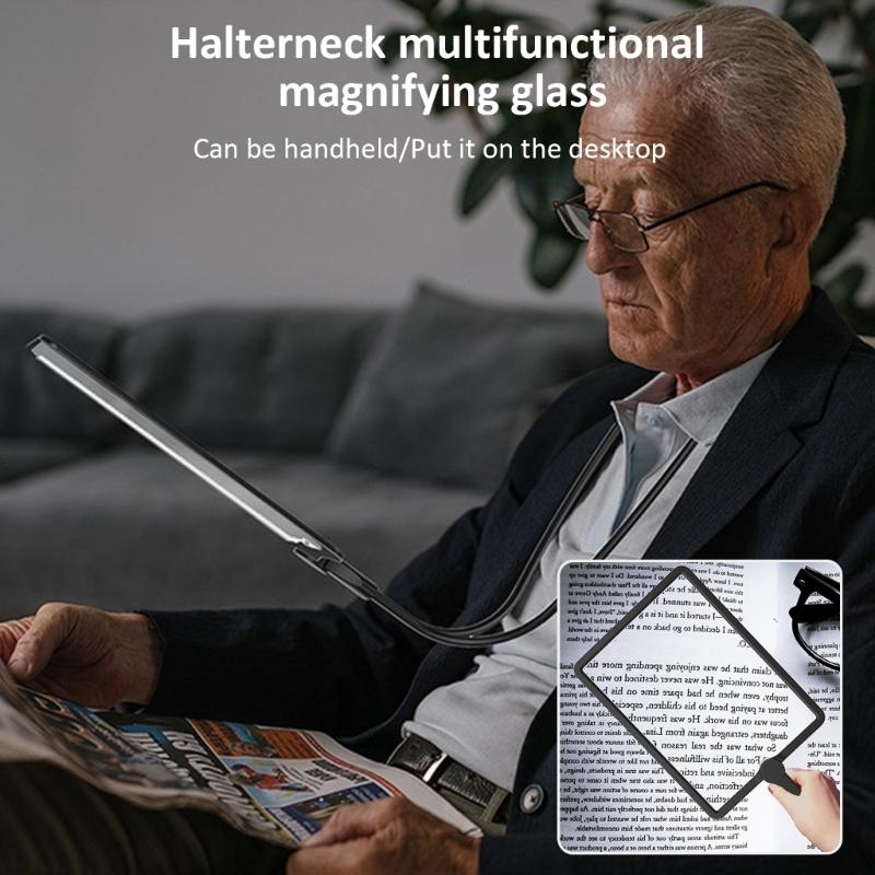 3X Handsfree Magnifying Glass for Reading Neck Wear Magnifier Flexible Magnifier with LED for Senior Repair