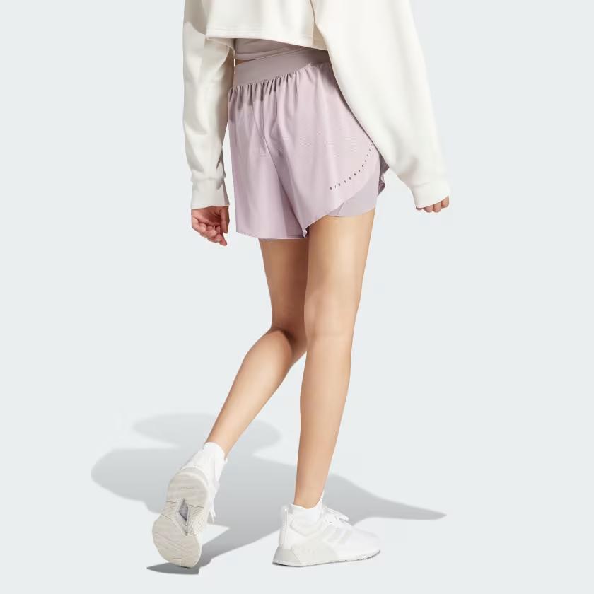 Adidas Designed For Training Heat.Rdy Hiit 2-In-1 Shorts With Elastic Waist Women Bottoms Light-Purple IU1140