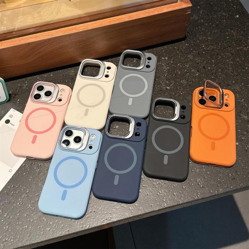 Liquid Silicone Magnetic Phone Case With Stand IPhone 18 Pro Max 17 Shockproof Protective Cover