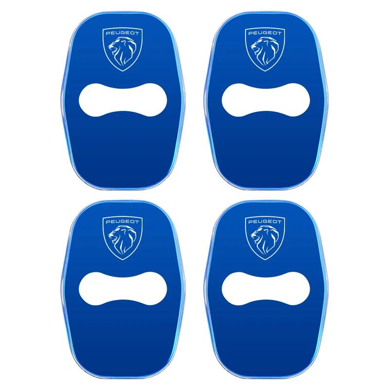 

2026 Hot Car Sticker For Peugeot 206 307 308 3008 207 208 407 508 2008 5008 107 106 accessories 4pcs Stainless Steel Car Door Lo синий