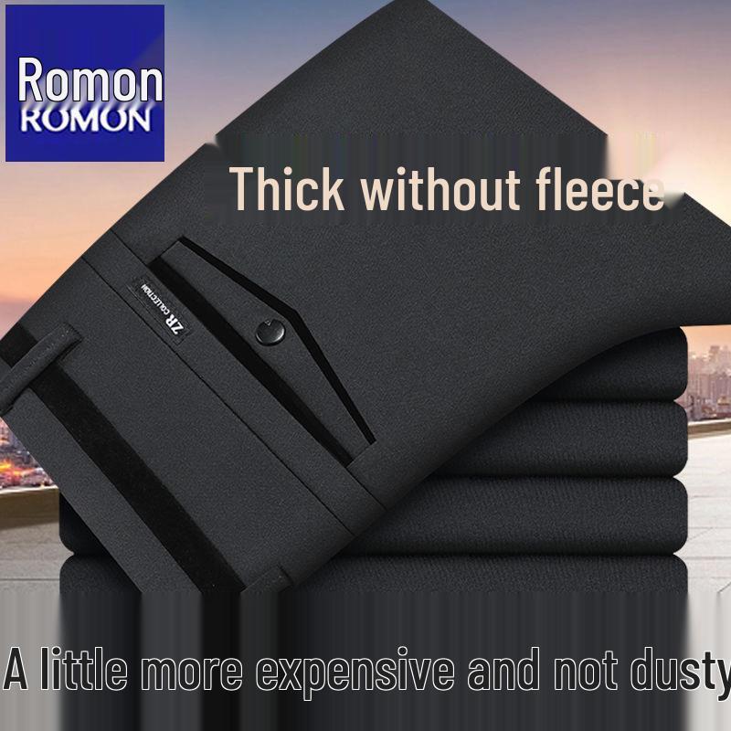 Romon Men s Fleece-Lined Thickened Winter Straight-Leg Suit Pants 33 Waist 86cm