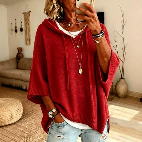 2026 Women's Knit Hooded Sweatshirt - Autumn Woolen Loose Fit