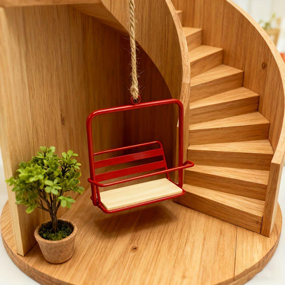 Red Green Dollhouse Chair-lift Decoration Christmas Hanging Pendant  Dollhouse Displays