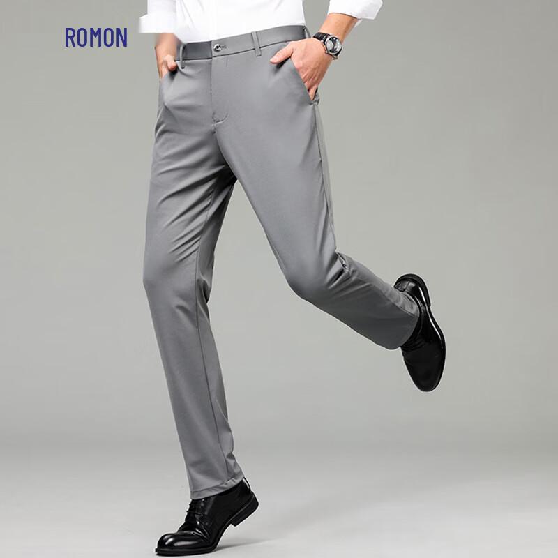 Romensi Men's Ice Silk Anti-Wrinkle Casual Pants