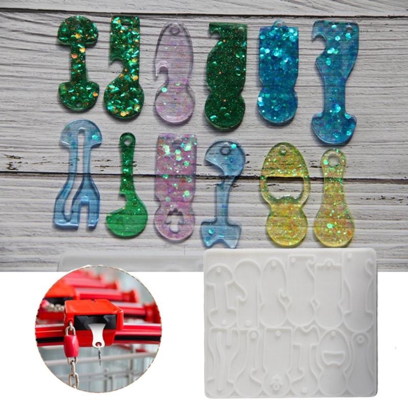 Reusable Silicone Trolley Tokens Mould Flexible Resin Keychain Crafting Tool for Homemade Decoration Projects Supplies