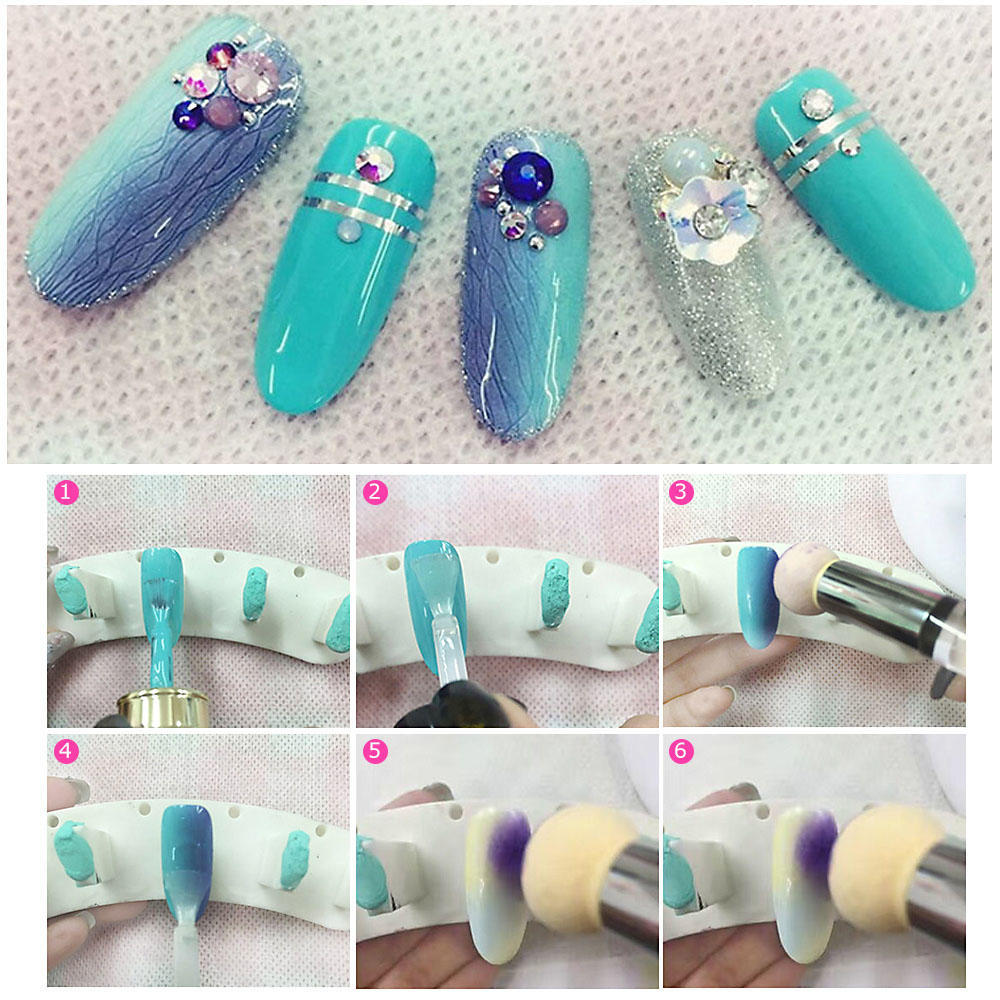 Nail Art Sponge Brush Double Headed Nail Art Brush Acrylic Nail Gradient Shading Pen Nail Powder