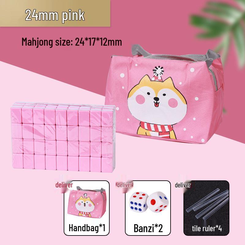 Compact Travel Mahjong Set - 24mm & 30mm Tiles, Solid Carved Sparrow Design, Ideal for Dorms and Table Games