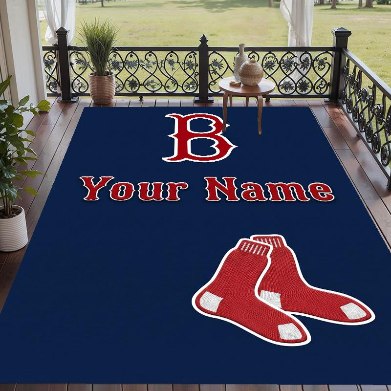 Custom Text Printed Rug Boston Red Sox Non Slip Floor Carpet For Home Room Decor