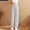 2024 Trendy Korean Plaid Wide-Leg Pants for Women - Slimming, Versatile, and Stylish for Spring/Summer