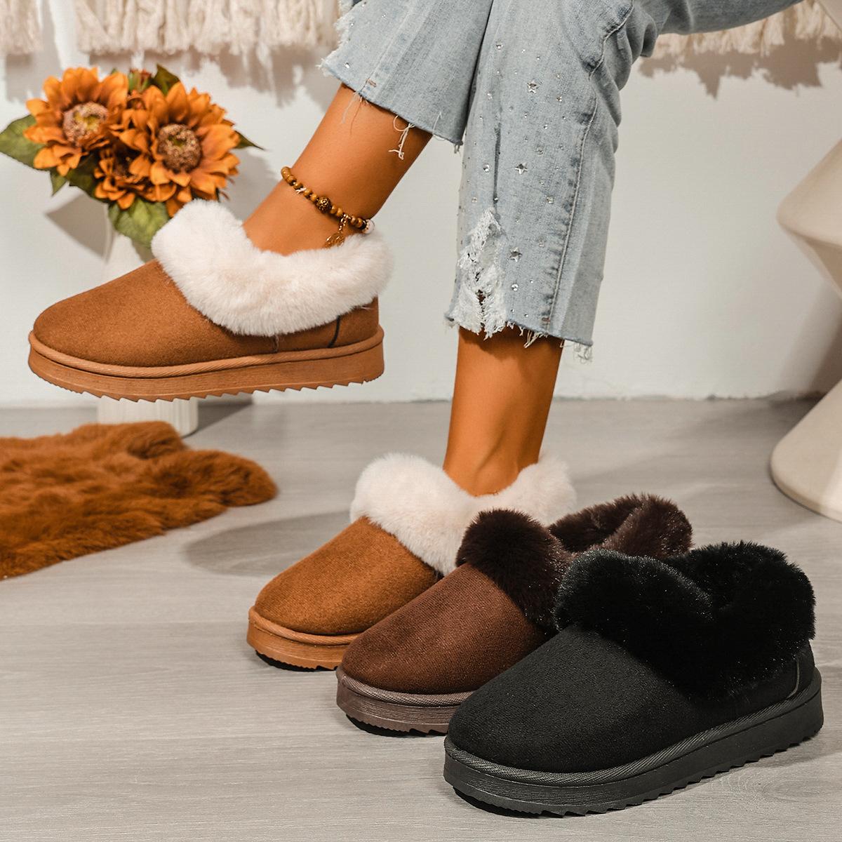 

Mao Mao mouth snow boots women s winter 2025 new casual flat-bottomed short tube one-pedal large size lazy cotton shoes women 44 верблюд