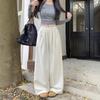 Casual Pants, Women's Stretched-waist Drawstring Wide-leg Pants, Loose and Slimming Pants for Early Autumn, Straight-leg Pants and Flip-flops