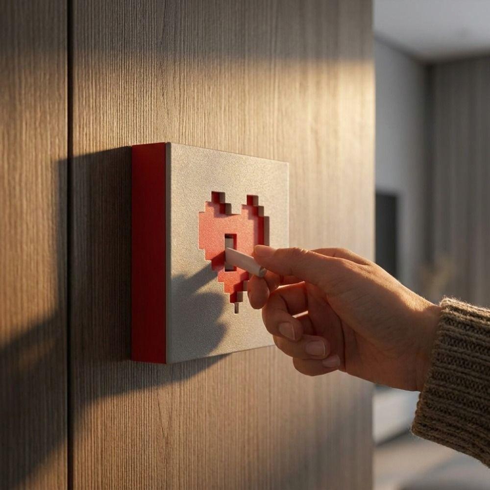 3D Printed Pixel Heart Light Switch Cover Removable Retro Game Style Wall Switch Plate Decor Shell Waterproof