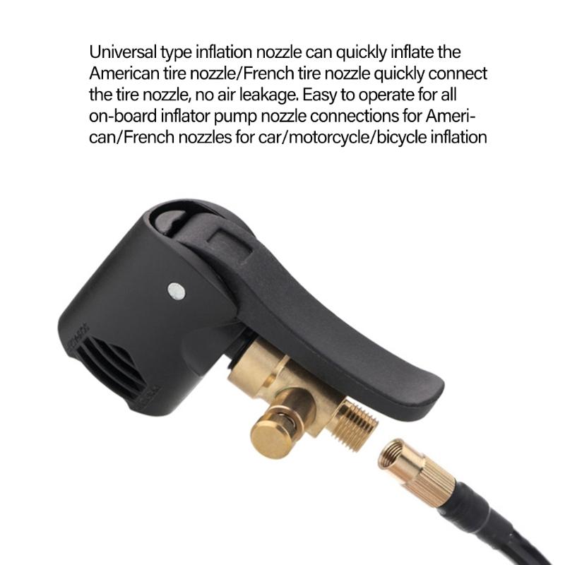 Adaptador de Bico de Ar Portátil de Conexão Rápida para Bombas de Pneu com Botão de Liberação Uso Eficiente em Viagens Rodoviárias Emergências