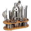 Set Shaker Cocktail da 23 Pezzi Regalo Perfetto, Kit Bartender Con Supporto Ovale in Bambù Staccabile, Strumenti per Bar Casalingo Acciaio Inossidabile