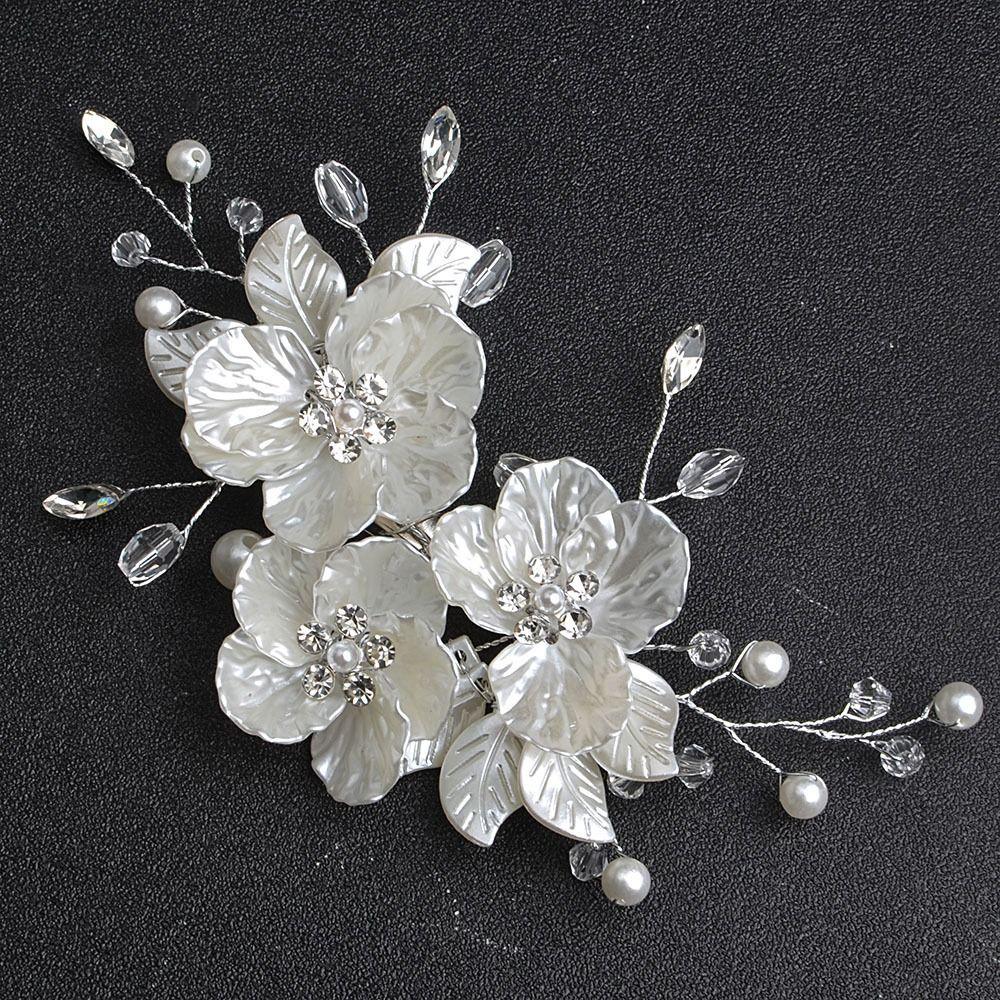 White Bridal Headwear Crystal Pearl Flower Wedding Hairpin New Bride Headdress  Hair Jewelry