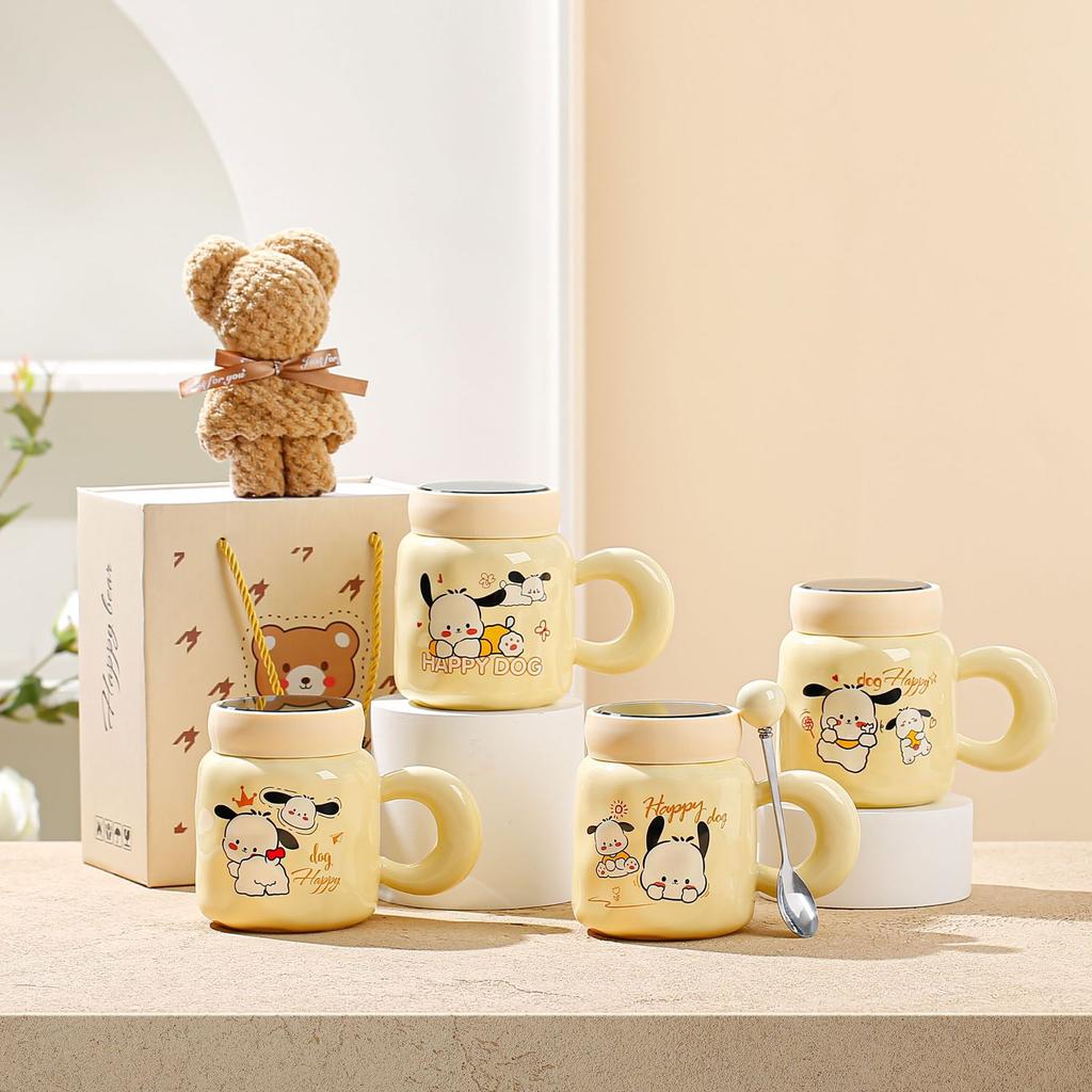 High-Value Ceramic Cup With Lid Spoon Water Cup Set Gift Box Cute Cup Souvenir Opening Gift