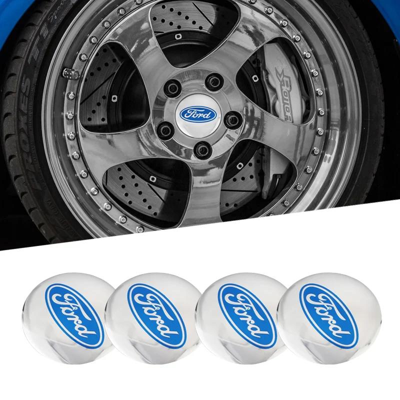 Car Sticker 2025 Hot 4pcs Ford Wheel Center Cap Hub Cover Badge Emblem Sticker Car Accessories For Ford Focus Fiesta C-Max ST Mo