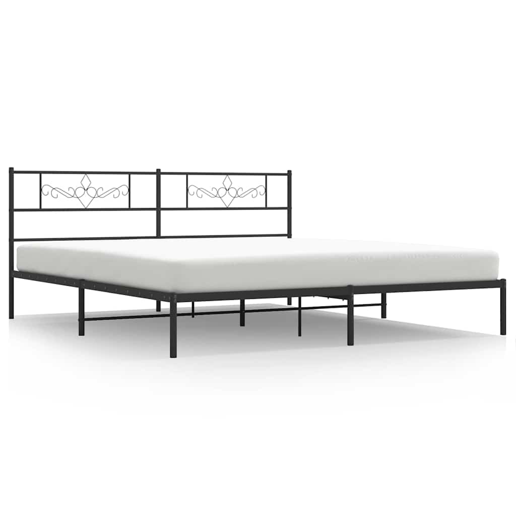 Metal Bed Frame with Headboard Black 183 x 213 cm