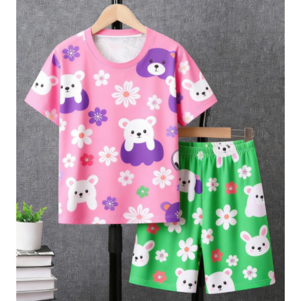 Letter Graffiti Printed Kids T-shirt and Shorts 2 Piece Set Summer Casual Outfit for Boys and Girls Kids Clothing