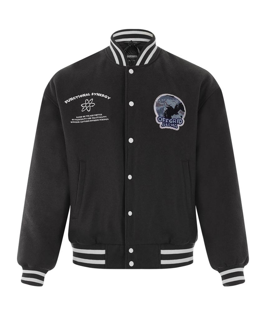 Offgrid Authentic Wappen Varsity Wool Padded Jacket - Grey