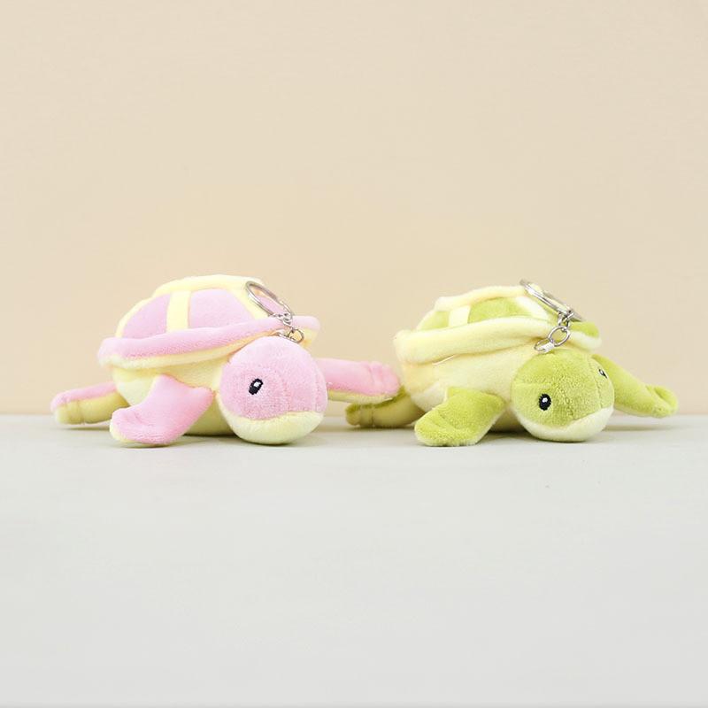 Charming Green And Pink Plush Turtle Keychain Cuddly Cartoon Toy For Kids