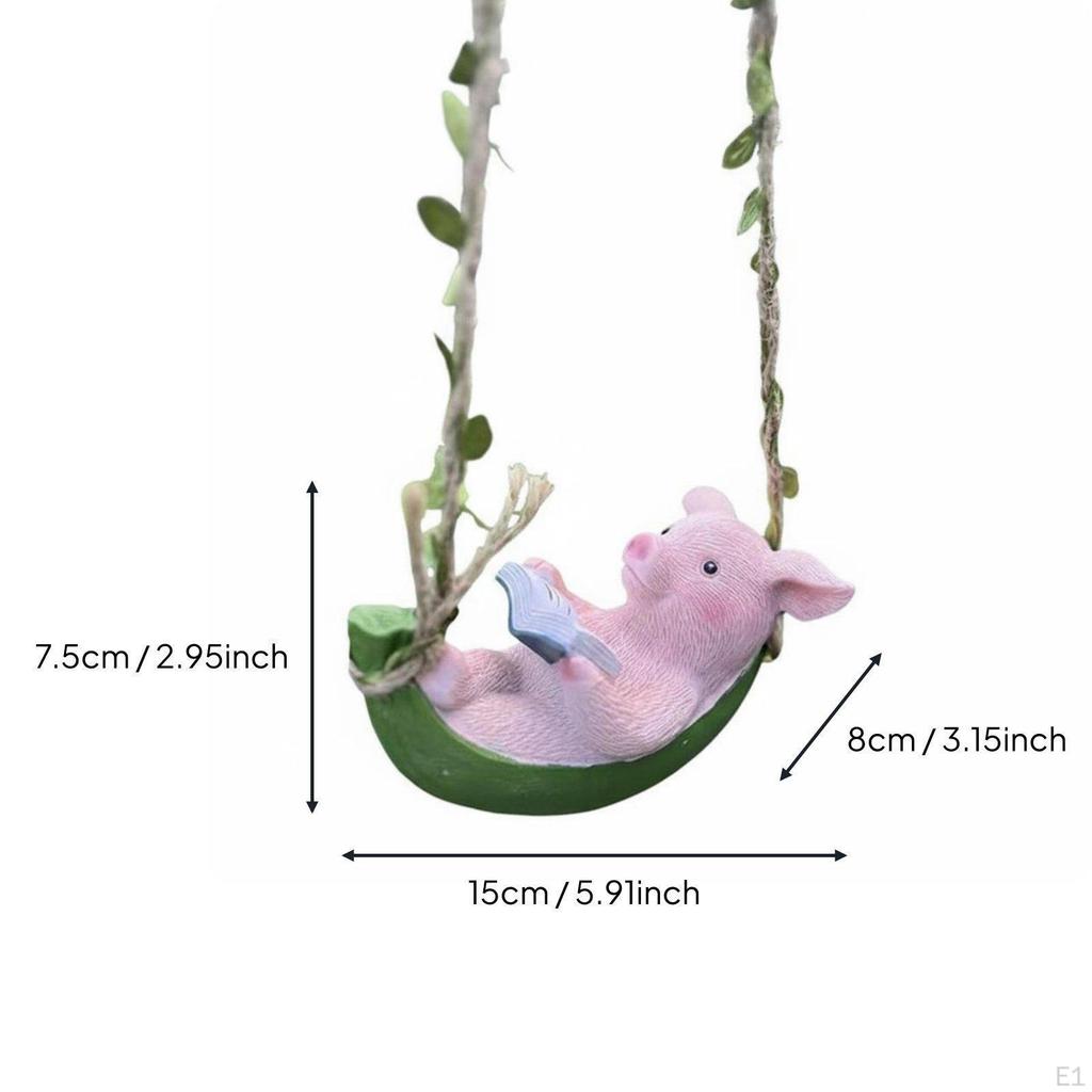 Resin Swinging Animal Ornament Figurine for Balcony, Patio, Tree Branch