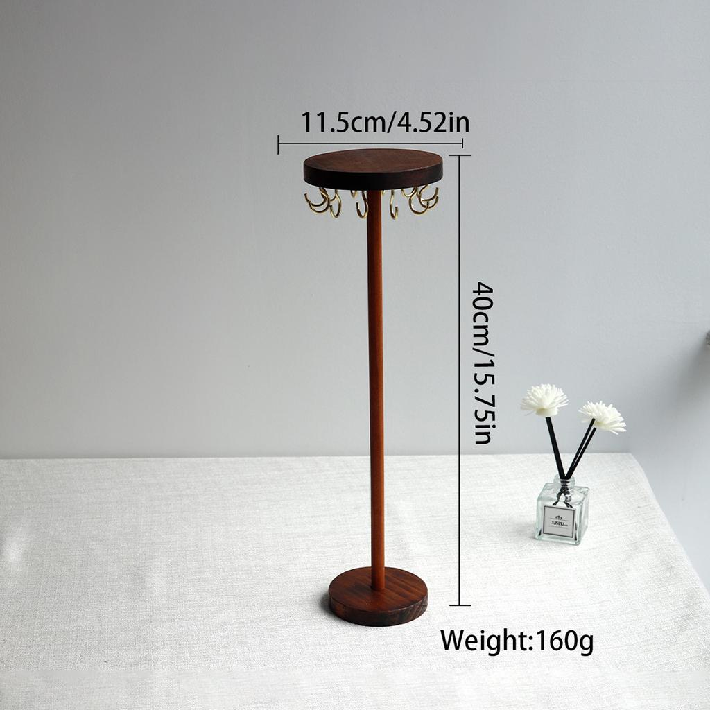 Walnut Color Wood Jewelry Organizer Display Holder Necklace Earrings Bracelets Display Stand Desktop Jewelry Storage Rack