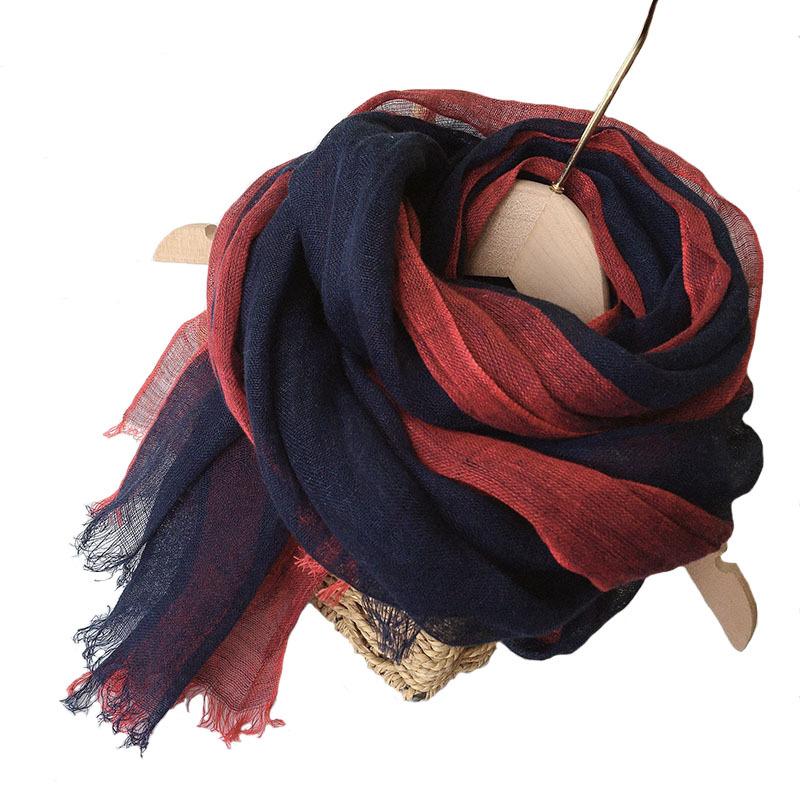 Decorative Striped Linen Scarf Versatile Unisex New Scarf Versatile Japanese Design Cotton Linen Scarves