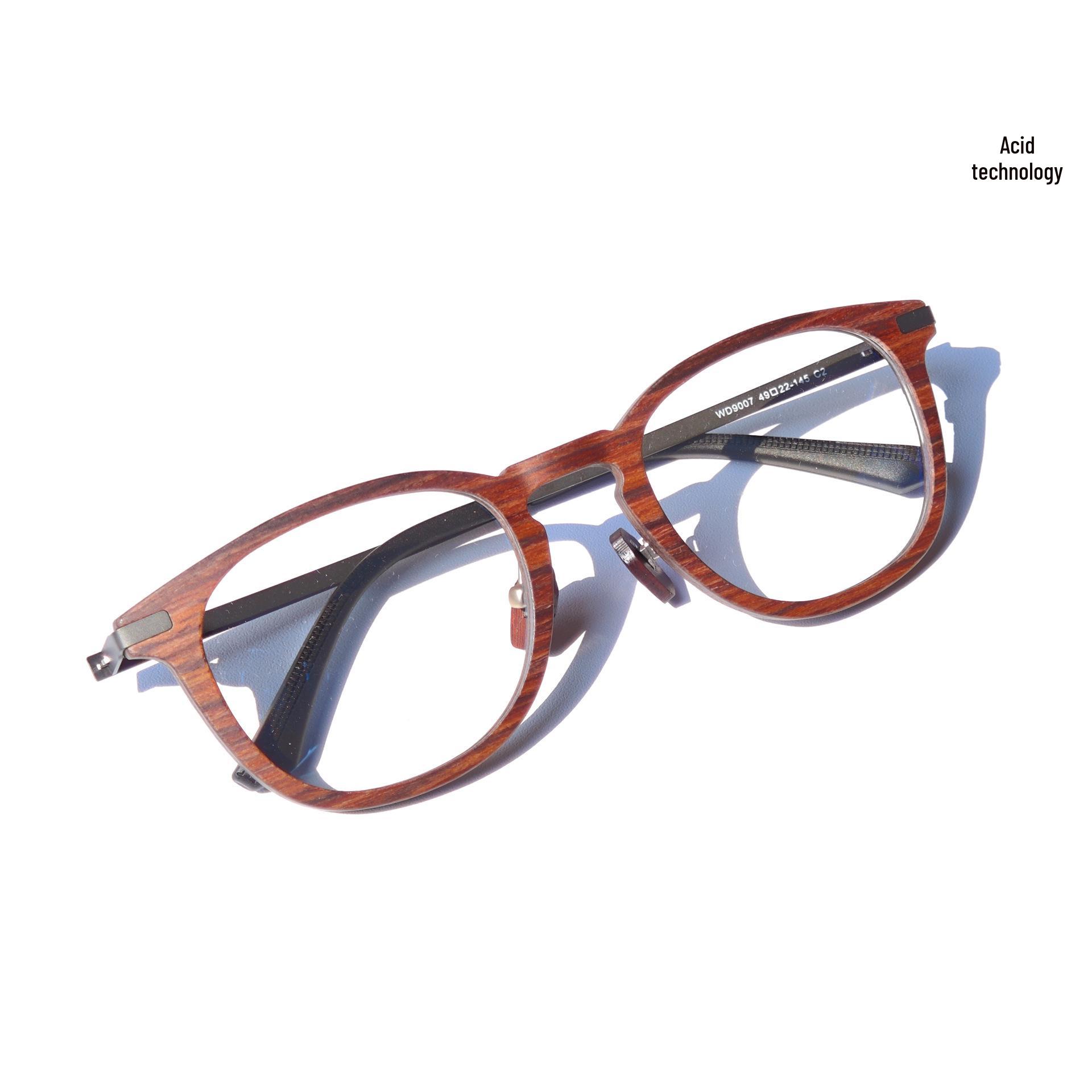 Unisex Retro Square Sandalwood Optical Glasses with Wooden Frame