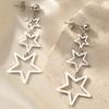 Stainless Steel Earrings Korean Fashion Hollow Stars Dangle Personality Design Earrings For Women Zircon Banquet Fine Gifts New