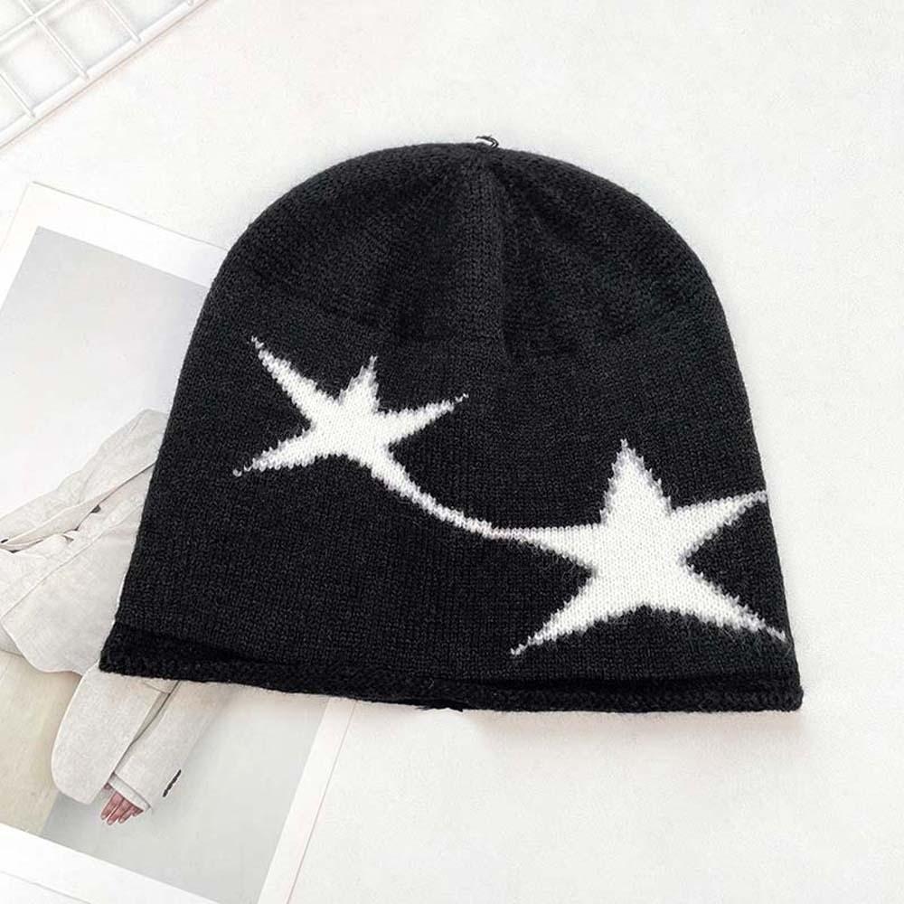 Hip-hop Star Knitted Hat Elastic Y2K Pullover Cap Personality Brimless Beanie Cap  Gifts