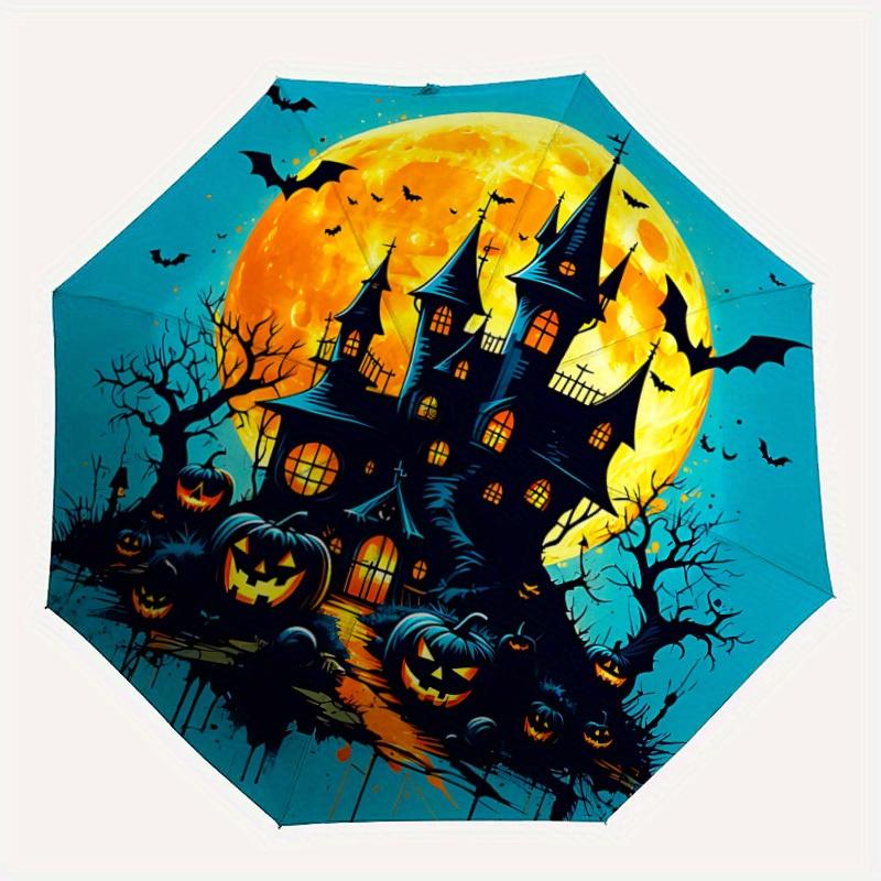 

1pc Halloween Haunted Automatic Umbrella High Quality Canopy, Portable Folding Umbrella with, Ideal Gift for - Travel, Everyday, Formal Events, Stylis